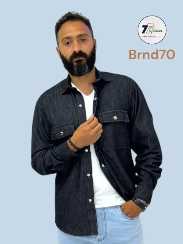 ⁦قميص جينز ترند دارك جراي (أسود)⁩ - الصورة ⁦3⁩