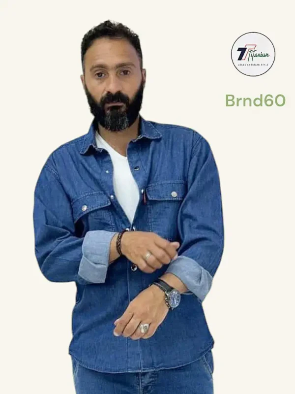 ⁦قميص جينز بلو غامق ترند⁩ - الصورة ⁦5⁩