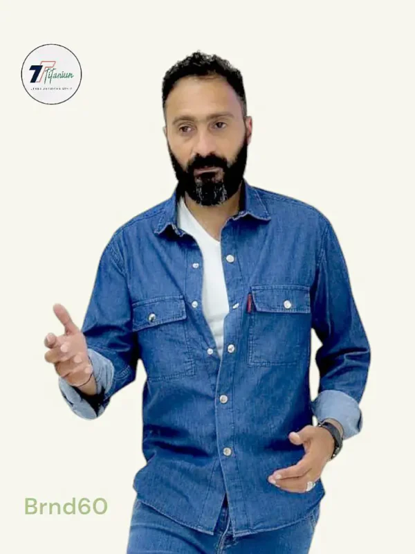 ⁦قميص جينز بلو غامق ترند⁩ - الصورة ⁦3⁩