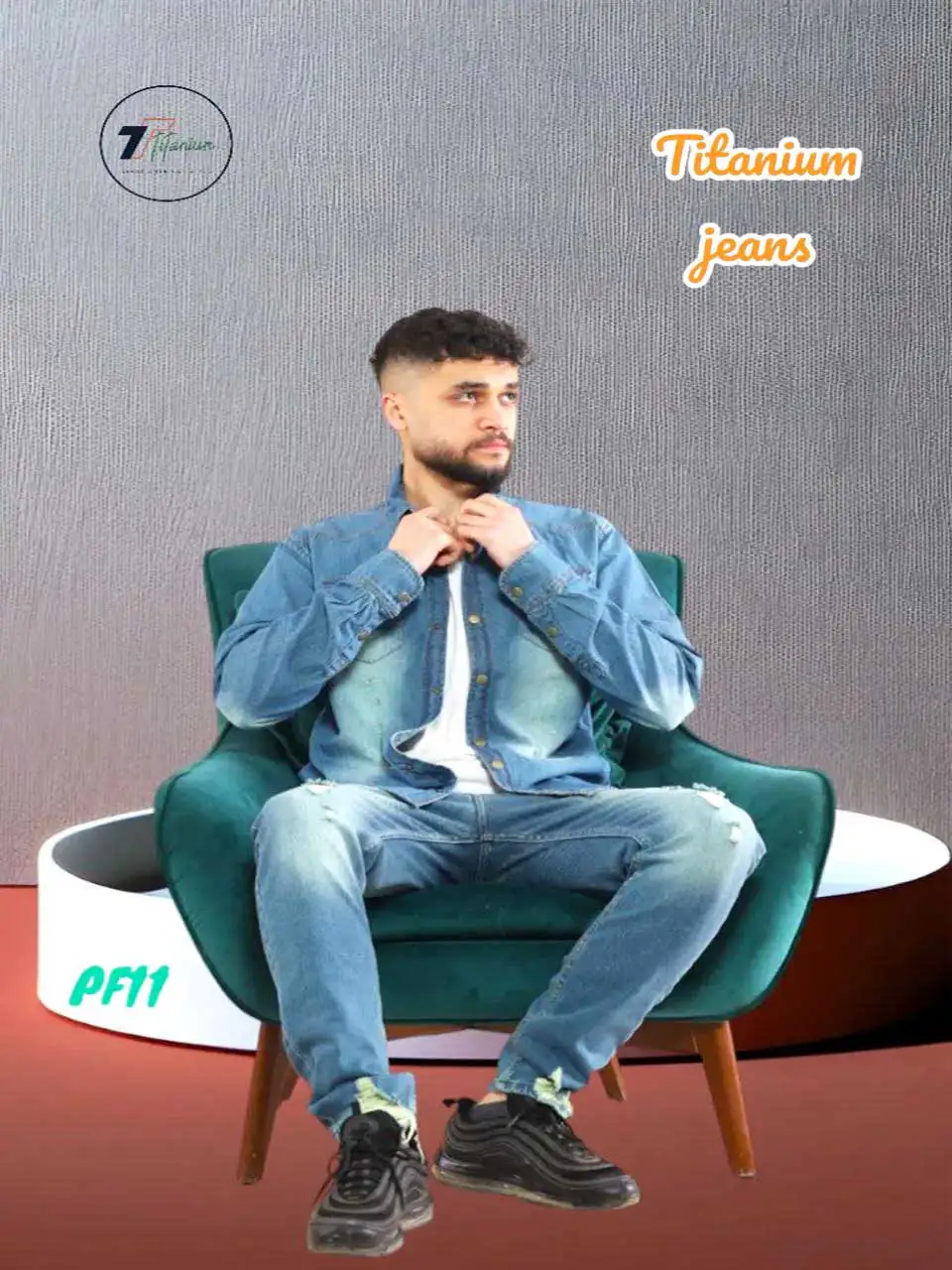 قميص جينز كتنج فيروزي